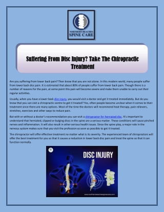 Suffering From Disc Injury? Take The Chiropractic Treatment
