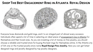 Shop The Best Engagement Ring in Atlanta at  Royal Design Fine Jewelry