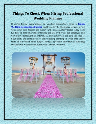 Things To Check When Hiring Professional Wedding Planner
