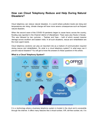 How can Cloud Telephony Reduce and Help During Natural Disasters