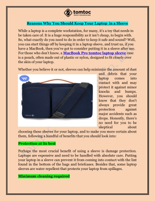 Buy MacBook Pro tomtoc Laptop Sleeve Online