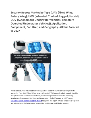 Security Robots Market,Global Forecast to 2027