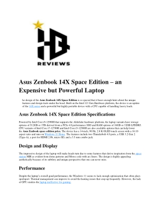 Asus Zenbook 14X Space Edition – an Expensive but Powerful Laptop
