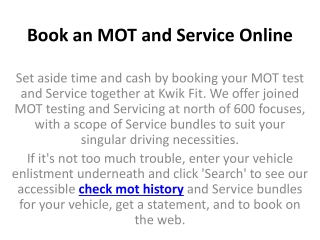 Book an MOT and Service Online