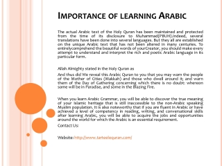 Importance of learning Arabic
