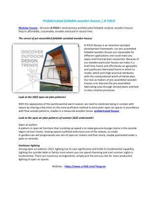 Prefabricated foldable wooden houses