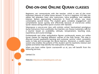 One-on-one Online Quran classes
