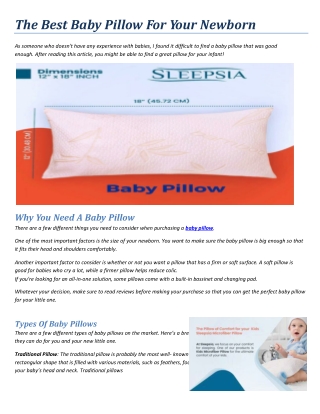 The Best Baby Pillow For Your Newborn