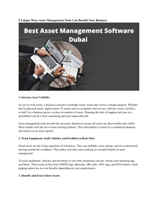 Best Asset Management Software Dubai