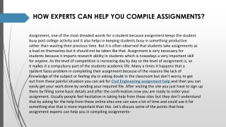 HOW EXPERTS CAN HELP YOU COMPILE ASSIGNMENTS