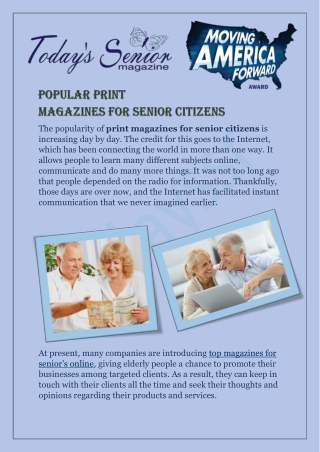 Popular Print Magazines for Senior Citizens- Today SSR