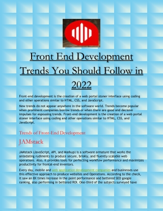 Front End Development Trends You Should Follow in 2022