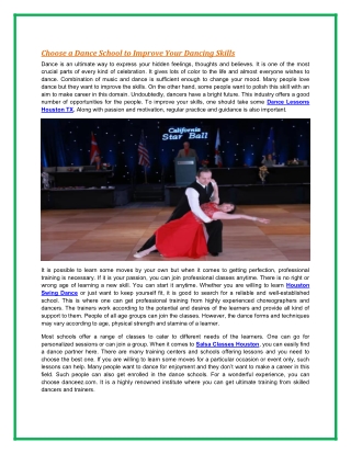 Choose a Dance School to Improve Your Dancing Skills