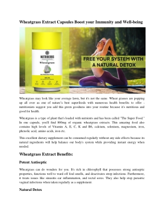Wheatgrass Extract Capsules Boost your Immunity and Well-being