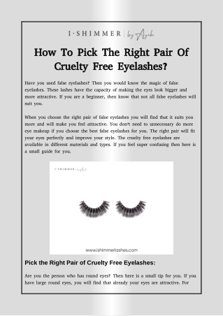 How To Pick The Right Pair Of Cruelty Free Eyelashes?