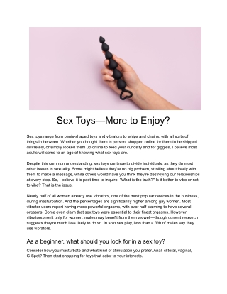 Sex Toys—More to Enjoy