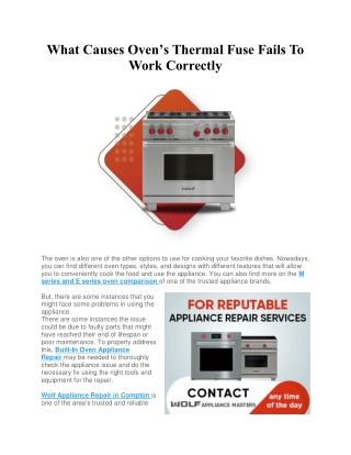 What Causes Oven’s Thermal Fuse Fails To Work Correctly