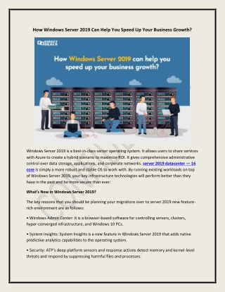 How Windows Server 2019 Can Help You Speed Up Your Business Growth?