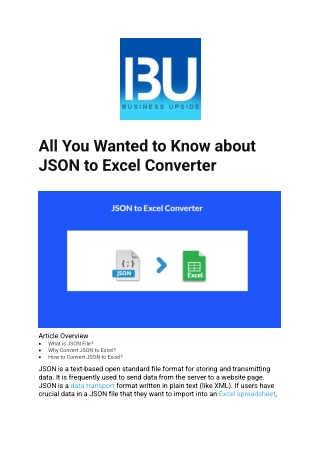 All You Wanted to Know about JSON to Excel Converter