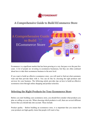 A Comprehensive Guide to Build ECommerce Store