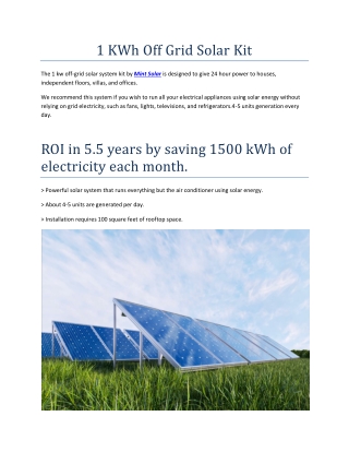 1 KWh Off Grid Solar Kit