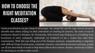 How To Choose The Right Meditation Classes?