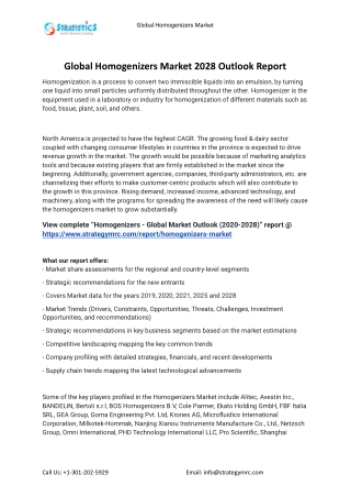 2021 Homogenizers Industry Global Analysis Report