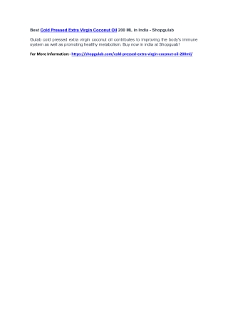 Buy Gulab Extra Virgin Coconut Oil - Best Virgin Coconut Oil 1 Litre Online in I