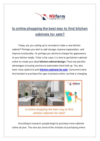 Is online shopping the best way to find kitchen cabinets for sale?