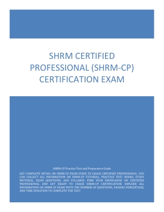 [June-2022] SHRM Certified Professional (SHRM-CP) Exam: Proven Study Guide
