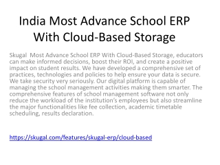 India Most Advance School ERP With Cloud-Based Storage