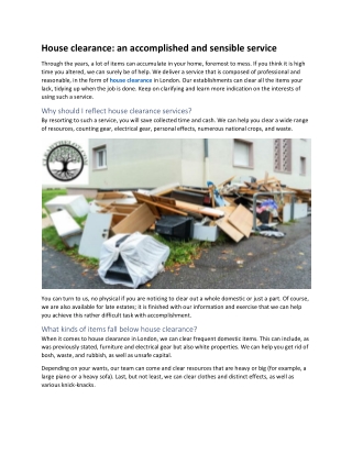 House clearance an accomplished and sensible service