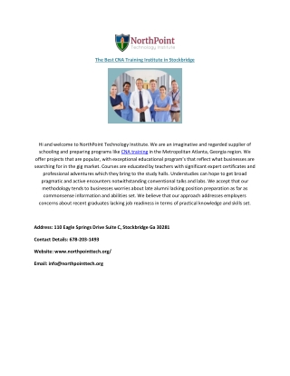 Best CNA Training in Stockbridge