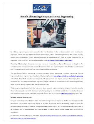 Benefit of Pursuing Computer Science Engineering