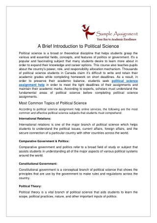 A Brief Introduction to Political Science