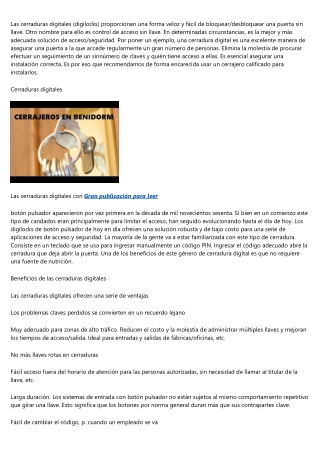 Mejores consejos de cerrajeria 24h de Cerrajeros Benidorm