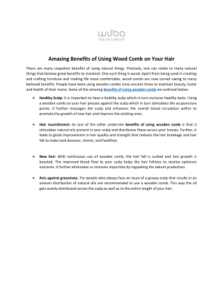 Amazing Benefits of Using Wood Comb on Your Hair