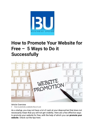 How to Promote Your Website for Free –  5 Ways to Do it Successfully