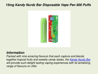 15mg Kandy Nurdz Bar Disposable Vape Pen 600 Puffs