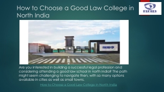 How to Choose a Good Law College in North India1