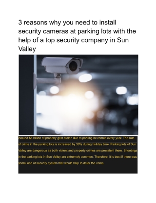 3 reasons why you need to install security cameras at parking lots with the help of a top security company in Sun Valley