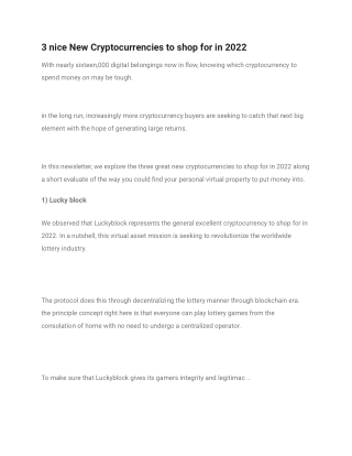 3 nice New Cryptocurrencies to shop for in 2022