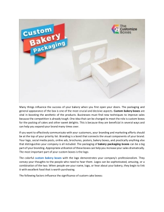 Reasons Why Custom Bakery Boxes are the Best Choice for Retailers?