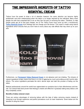 Tattoo Removal Cream