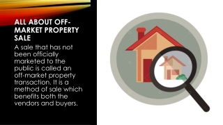 All About Off-Market Property Sale