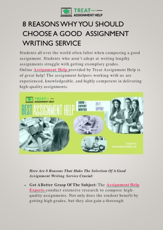 8 Reasons Why You Should Choose A Good Assignment Writing Service