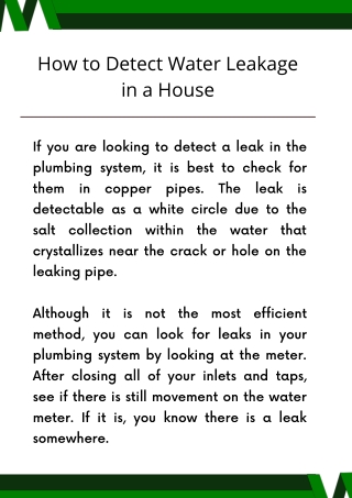 How to Detect Water Leakage in a House