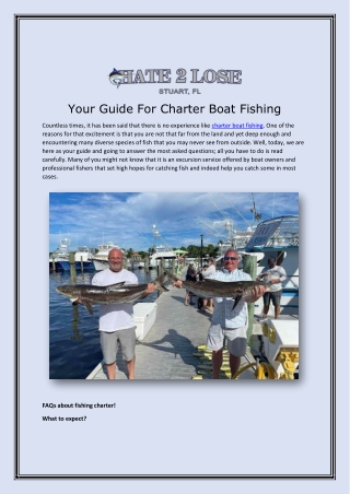 Get The Best Guide For fishing Charters In Stuart