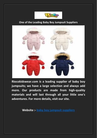 One of the Leading Baby Boy Jumpsuit Suppliers