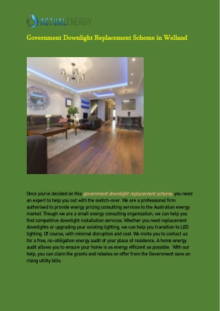 Government Downlight Replacement Scheme in Welland